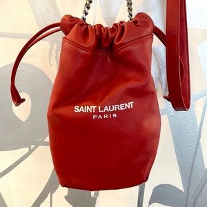 Saint Laurent Red Teddy bucket bag
